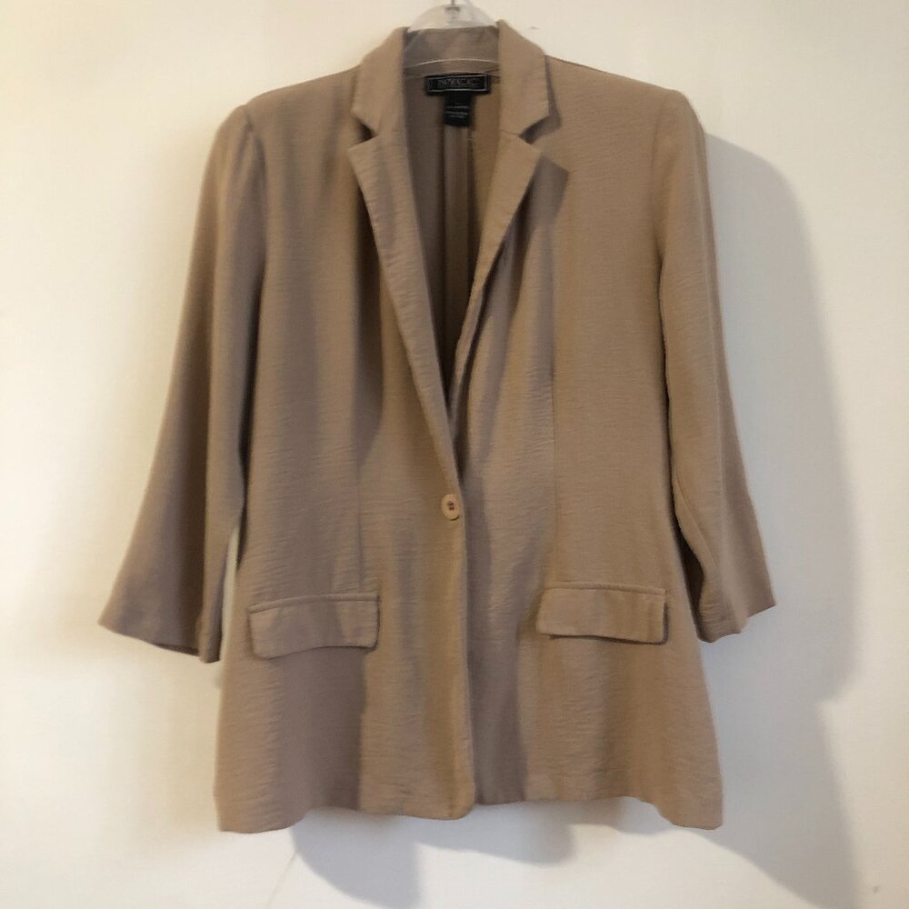 NYCC Lightweight Single Breasted 1 Button Summer Blazer Beige Size Petite Large